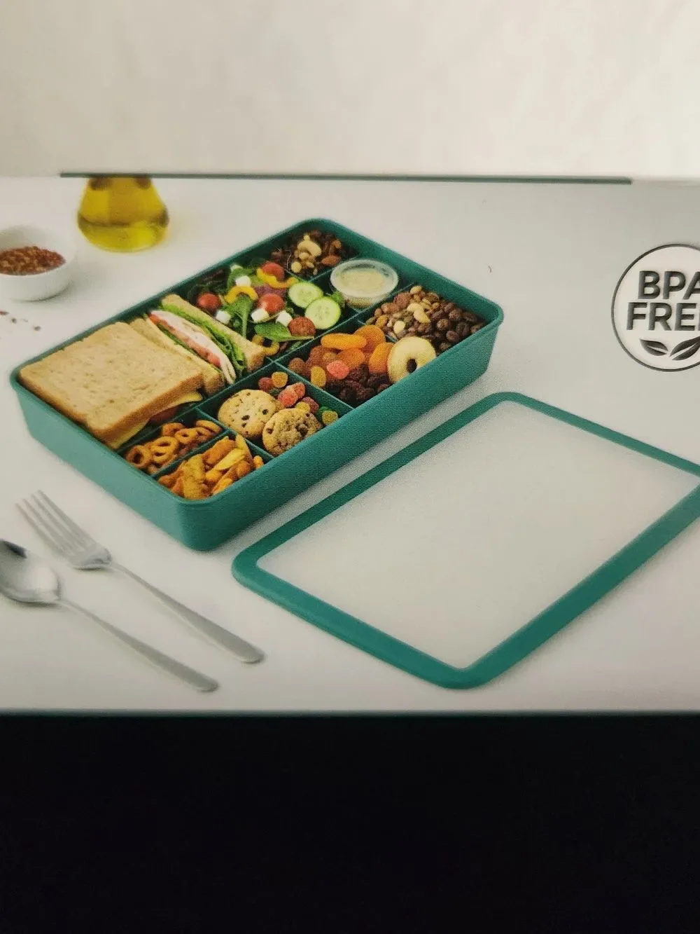 Madison York 8 Compartment Bento Box Container in Teal 12x8x2.6 BPA Free